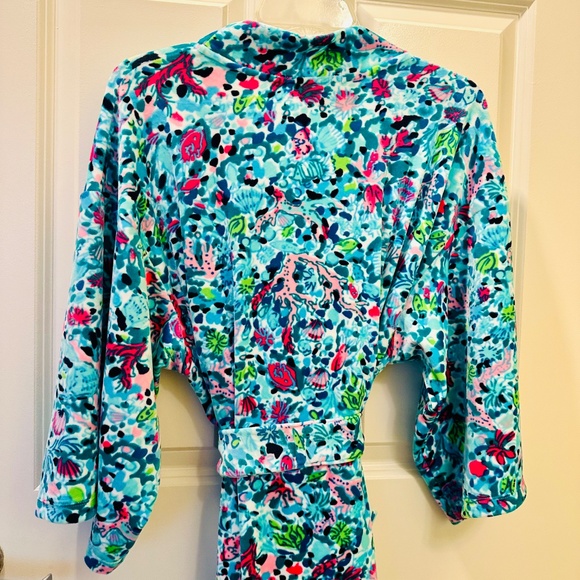 Lilly Pulitzer  Elaine Velour Midi Kimono Robe, L/XL - Picture 2 of 6